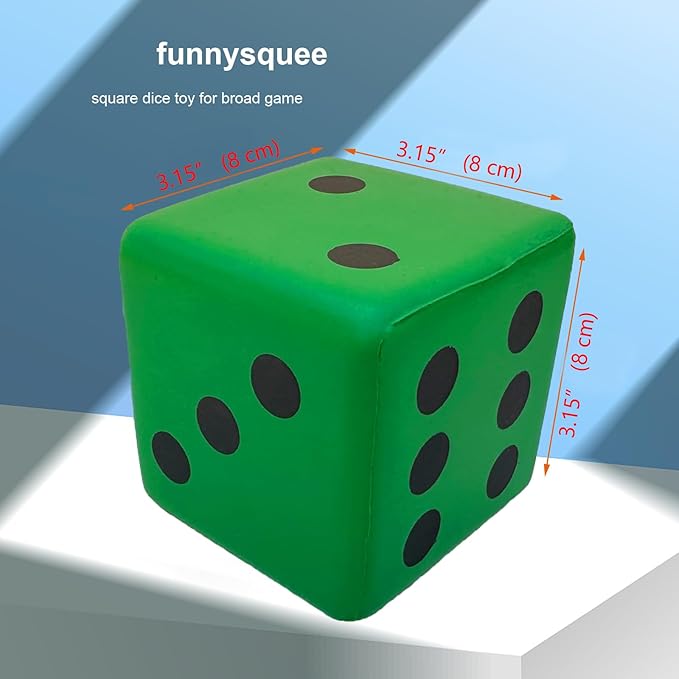 3.15 Inches Foam Dice Toy: A Fun-Filled, Kawaii Dices Educational Toy for Kid Board Game and Learning Sessions (Fortunate Green)