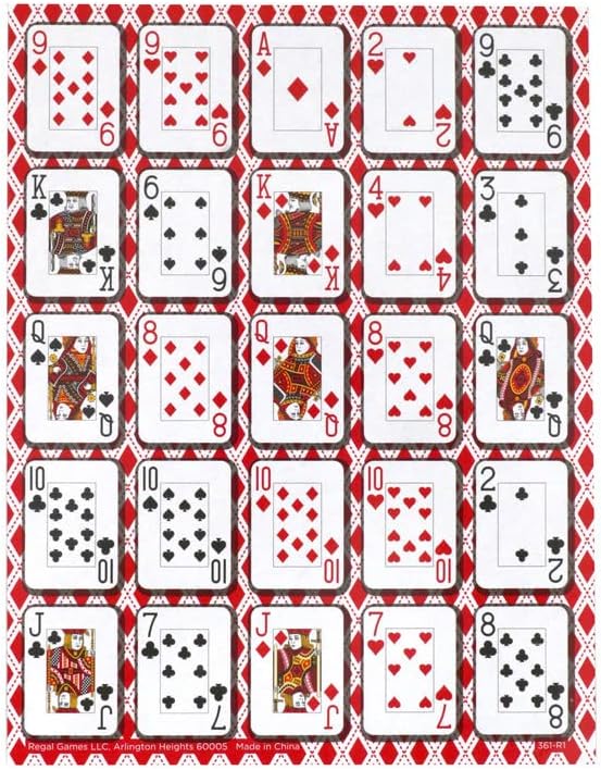 Regal Games - Poker Keeno Bulk Game Set - Includes 36 Two-Sided Boards, 600 Scoring Chips, 1 Deck of Standard Poker Cards - 72 Unique Board Layouts- Casino Night Card Game- Compatible w Poker Keno