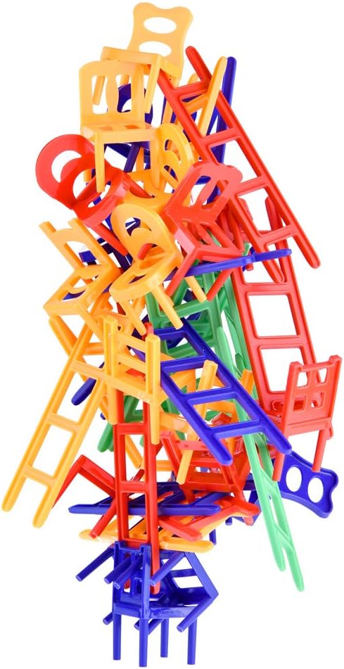 WEofferwhatYOUwant Chairs and Ladders Family Game – Fun Stacking Balance Game for Kids & Adults – 44 Pieces – Great for Parties & Game Nights