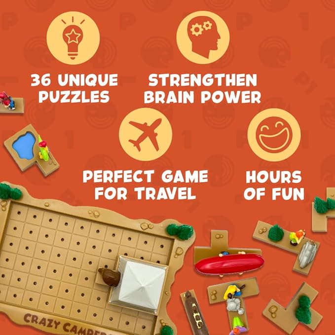 Crazy Campers Logic Puzzle Game – 36 Single-Player Challenges, Kids & Adults, Difficulty Easy to Expert, Travel-Friendly, Brain-Building Fun, Ages 8+