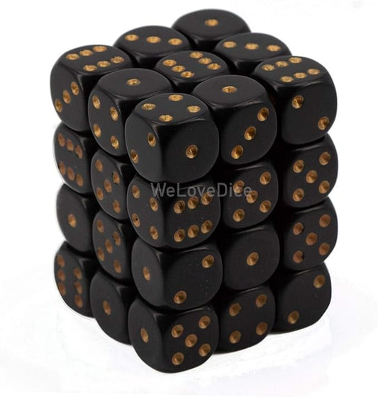 Chessex CHX25828 Dice-Opaque: 36D6 Black/Gold Set