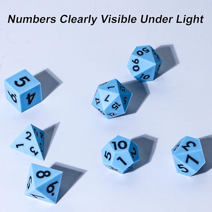 DND Dice Set Sharp Edge Dice Set 7 Piece DND polyhedral Dice Numbers with Gold Leaf Exquisite Tin Box Packaging,Ideal for Dungeons & Dragons RPG and Board Games (Blue Black)