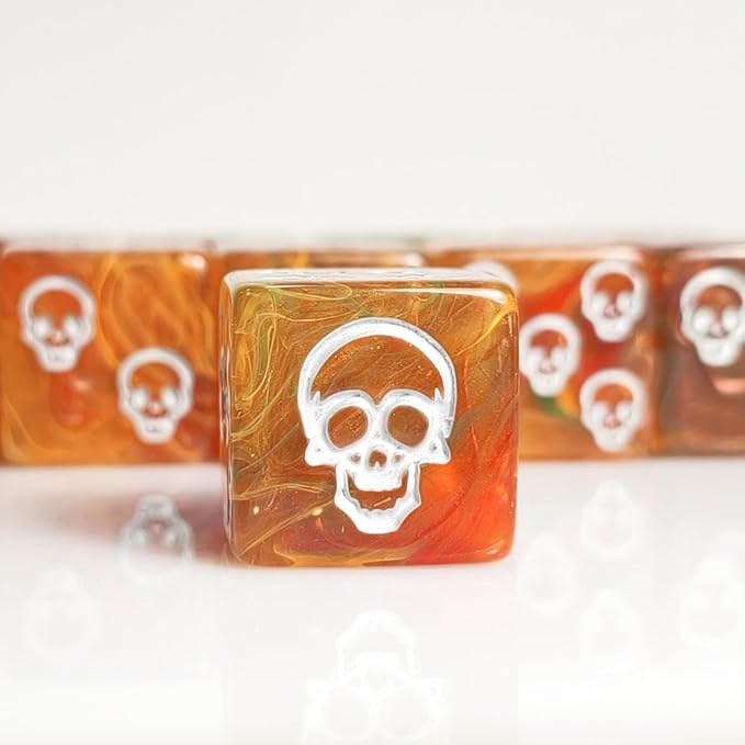 10 PC D6 dice 16mm Acrylic Dice Set for RPG MTG DND Dice Table Games and Board Games (Human Skeleton Gold)