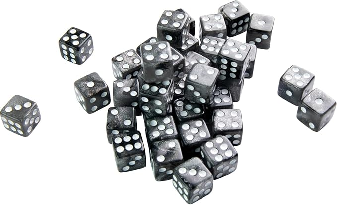 Asmodee Galaxy Series Moon D6 Dice Set Set of 36 Six-Sided Dice Premium Quality Resin Dice for Dice Games, Board Games and Card Games Cosmic Glittering Design Black Color Made by Gamegenic