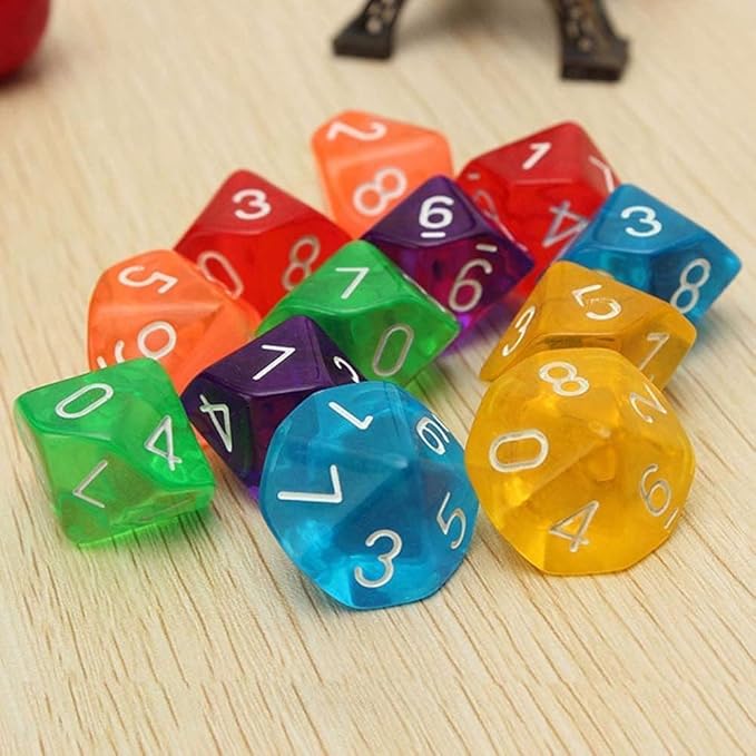 10 Pcs Red D10 Polyhedral Dice, Role Playing, Family Party Favor, 10 Sides Acrylic Dice Transparent Dice for Table Games,Dice and Accessories