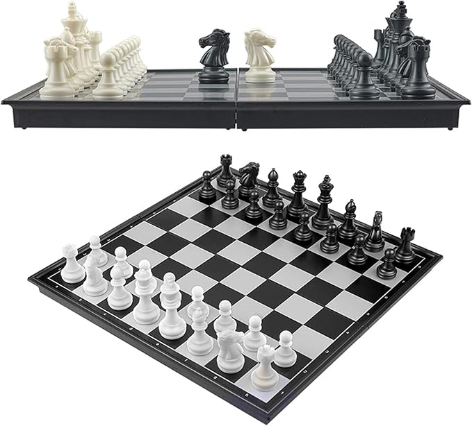 Travel Chess Set 3 in 1-10 Inch Chess Checkers Backgammon Set Magnetic - Travel Board Games Portable Travel Games