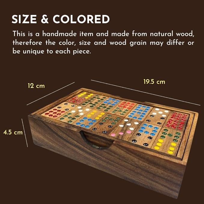 NUTTA - Dominoes Wooden Game 56 Tiles Classic Board Games Set for Adults and Teens Fun Indoor Outdoor Travel Camping Decorate Table Top Living Room Coffee Table Decor (Domino 56 Tiles)