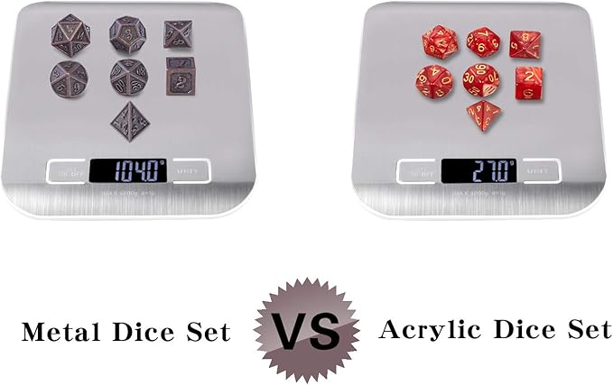 D&D Metal Dice Set, DNDND 7PCS Metallic Ancient Copper Dice with Metal Case for DND Dungeons and Dragons Table Games Roly Playing Rolling