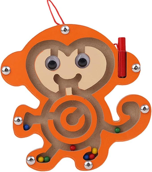 Wooden Maze Toys,1Pack Maze Puzzle Game Montessori Labyrinth STEM Activity Puzzle Fine Motor Skill for 3 4 5 and 6 Year Old (Monkey)