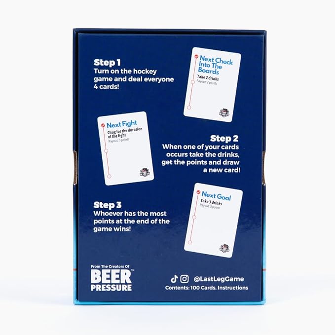 Beer Pressure The Last Leg - Live Hockey Drinking Game. Perfect for Game Days, Tailgates, Parties, and Pre Games.
