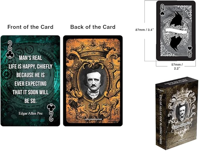Creanoso Edgar Allan Poe Playing Cards (1-Deck) - Stocking Stuffers Inspirational Playing Cards for Family - Corporate Rewards Tokens for Family and Friends