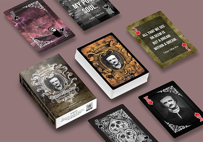 Creanoso Edgar Allan Poe Playing Cards (1-Deck) - Stocking Stuffers Inspirational Playing Cards for Family - Corporate Rewards Tokens for Family and Friends