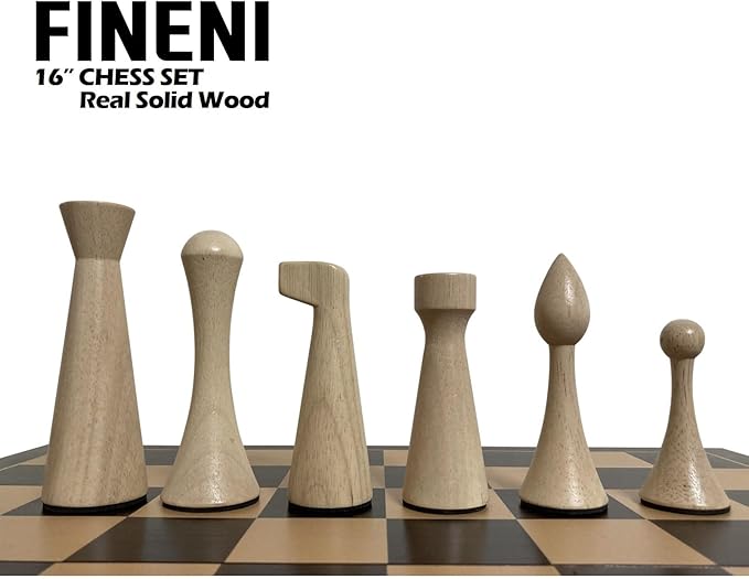 Luxurious 16 inch Real Original Colored Solid Wooden Chess Set. Durable Handmade Chess Board Game Sets with Storage Slots for 4.2” Weighted Beautiful & Elegant Designed Wooden 34 Pieces (C16L)