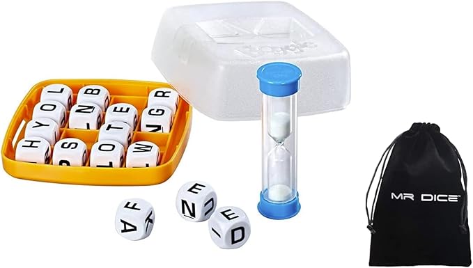 Mr Dice Boggle Game Bundle With Drawstring Bag - Classic Boggle for Adults