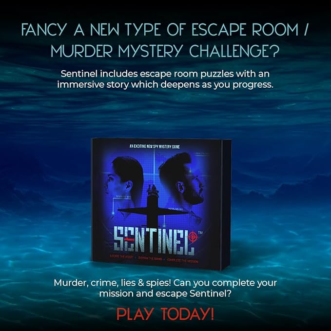 Spy Murder Mystery Puzzle Board Game. Unsolved Crime Case Files Investigation Detective Escape Room for Adults & Teens Date Nights or Solo - Sentinel