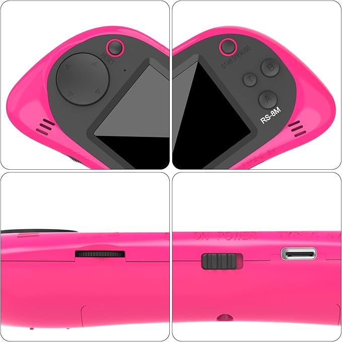 EASEGMER 16 Bit Kids Handheld Games Built-in 220 HD Video Games, 2.5 Inch Portable Game Player with Headphones - Best Travel Electronic Toys for Kids Age 3-10 Years Old Children (Pink)