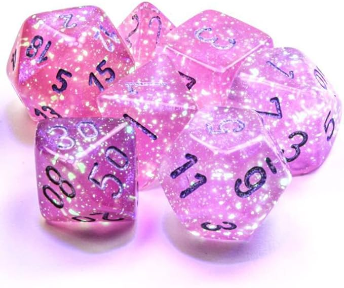 Chessex Polyhedral 7-Die Set - Borealis Pink/Silver with Luminary 27584 (CHX27584)