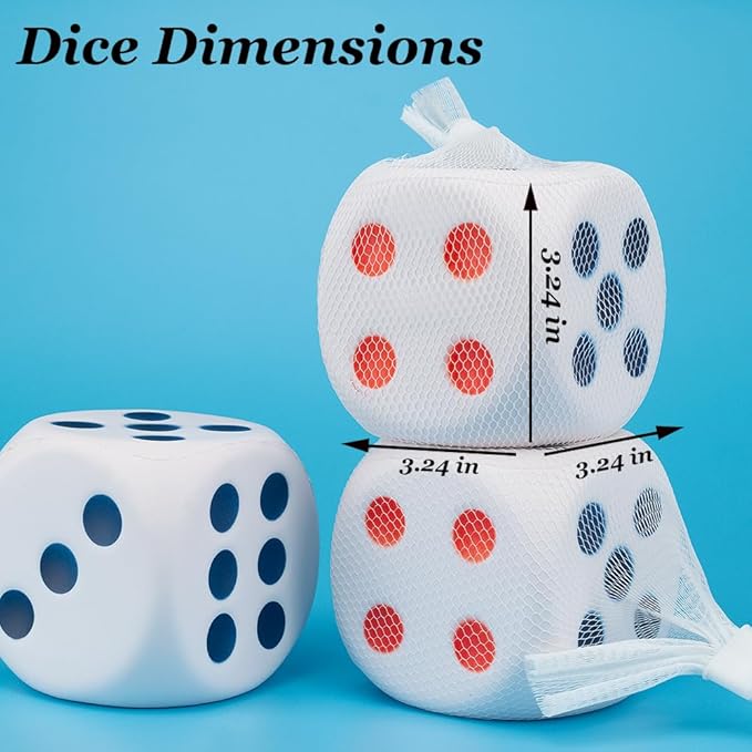 Large Dice Stress Ball 6-Sided with Dots 3.14 Inches Foam Dice Squishies Toys for Kids Blank Board Game,to Get Your Lucky Numbers!