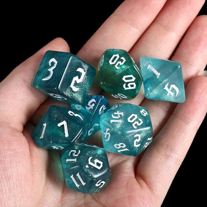 DND Dice Set Polyhedral 7-Die Two-Tone Dice Set D4 D6 D8 D10 D% D12 D20 for Tabletop Game