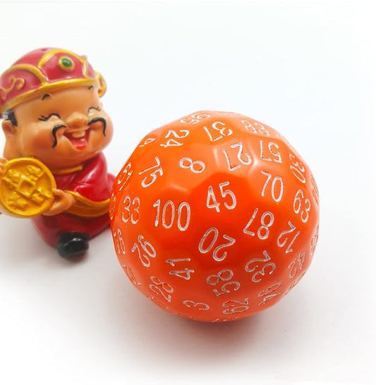 Bescon Multi-Sides Dice 100 Sides Dice, D100 die, 100 Sided Cube, Polyhedral D100 Game Dice, 100 Paged Cube of Orange Color