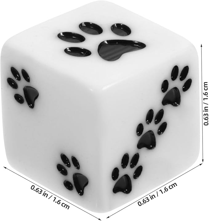 10pcs D6 Dice Set, Dogs Paw 6 Sides Standard Dice 6 Sided Dice Party Supplies for Wow Tabletop Games 16mm, White, QI1014P7R183OAY0
