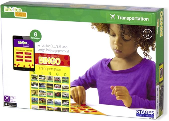Stages Learning Materials Link4fun Real Photo Transportation Bingo for Family, Preschool, Kindergarten, Elementary Education: 36 Picture Cards + App