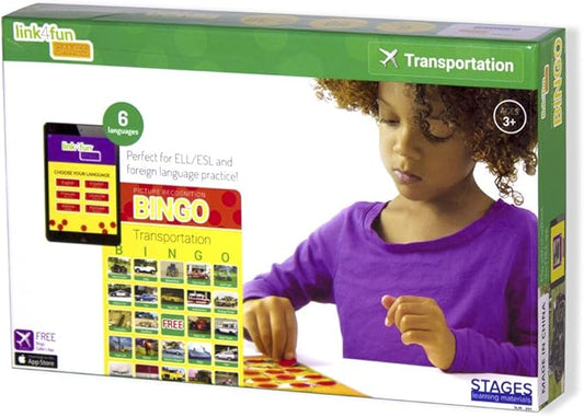 Stages Learning Materials Link4fun Real Photo Transportation Bingo for Family, Preschool, Kindergarten, Elementary Education: 36 Picture Cards + App