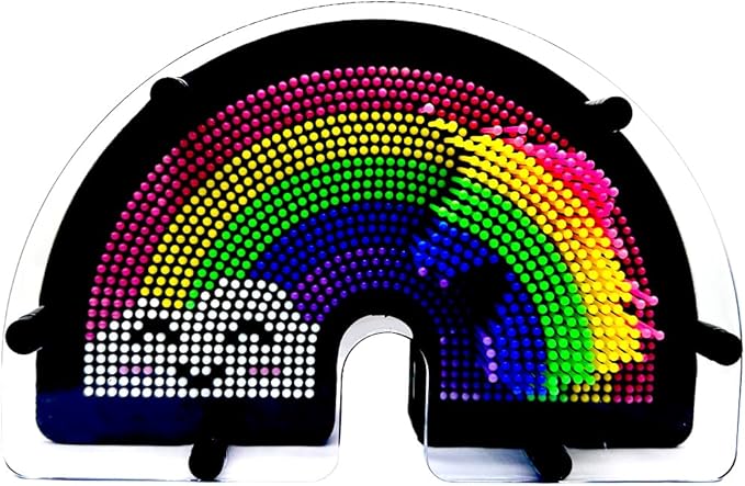 3D Pin Art Sensory Toy Size 8x4 Inches Needles Pin Impression Toy Intellectual Fun Rainbow Toys(Smiling Rainbow)