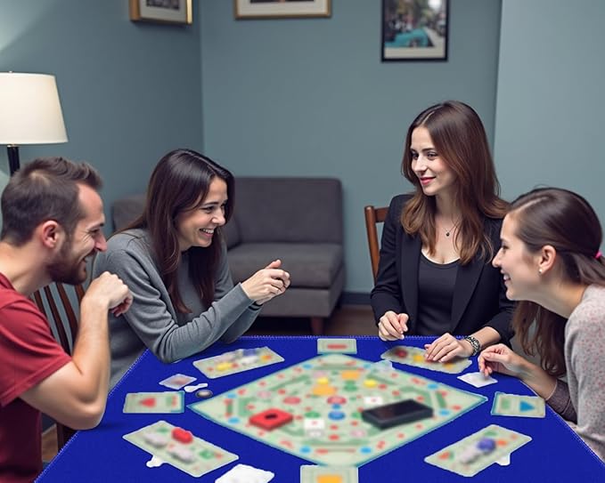 Square Large Tabletop Game Playmat,Used for Playing Poker,Mahjong,Playing Cards,and Role-Playing Games, with Thick Seam Edge,Waterproof,and Anti Slip(120 * 120cm*2mm) Blue