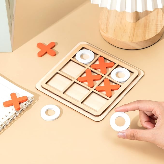 Libima 12 Pcs Wooden Tic Tac Toe Game Mini Family Board Games Classical Puzzle Game Xo Chess Tabletop Game Educational Gifts Strategy Board Game Toys