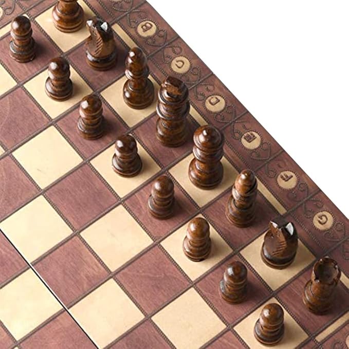 3-in-1 Chess Set Include Chess Checkers Backgammon 11 inch Wooden Board Game Set with Foldable Portable Case for Adults Travel Outdoor