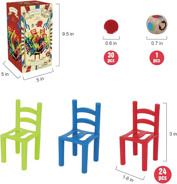 GOTHINK 24 Piece Colorful Stacking Chair Set, Stacking Montessori Toys for Early Childhood Education, Fun Family Balance Toy for Kids and Adults, Perfect for Game Night Or Parties