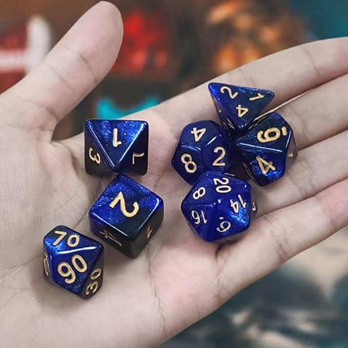 7 PCS DND Dice Set, Polyhedral Dice, D&D Dice Set D20 D12 D10 D% D8 D6 D4, Dark Blue Mix Black for Dungeons and Dragons Dice Det,Suitable for DND RPG MTG Tabletop Games