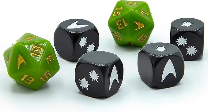 Modiphius Entertainment Star Trek Adventures: Captain Kirk's Tunic Dice - 6 Piece Roleplaying Dice Set, Green (MUH052045)