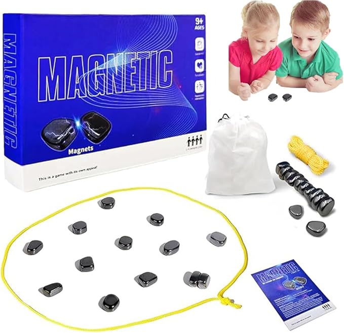 Magnetic Chess Game,Magnetic Chess with String - Portable Intellectual Battle & Strategy Board Game for Family Game Night | Fun Educational Gift (Blue)