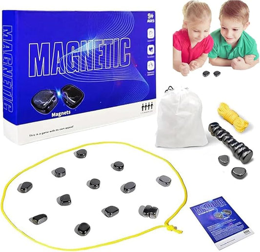Magnetic Chess Game,Magnetic Chess with String - Portable Intellectual Battle & Strategy Board Game for Family Game Night | Fun Educational Gift (Blue)