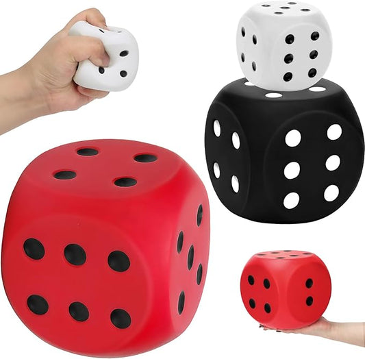 3 PCS Jumbo Foam Dice, Large Stress Relief Big Dice, Soft Squeeze Squishy Giant 6 Sided Dot Cube for Family Game Classroom Educational Party Favors, Assorted Size 2.36", 3.94", 5.91"