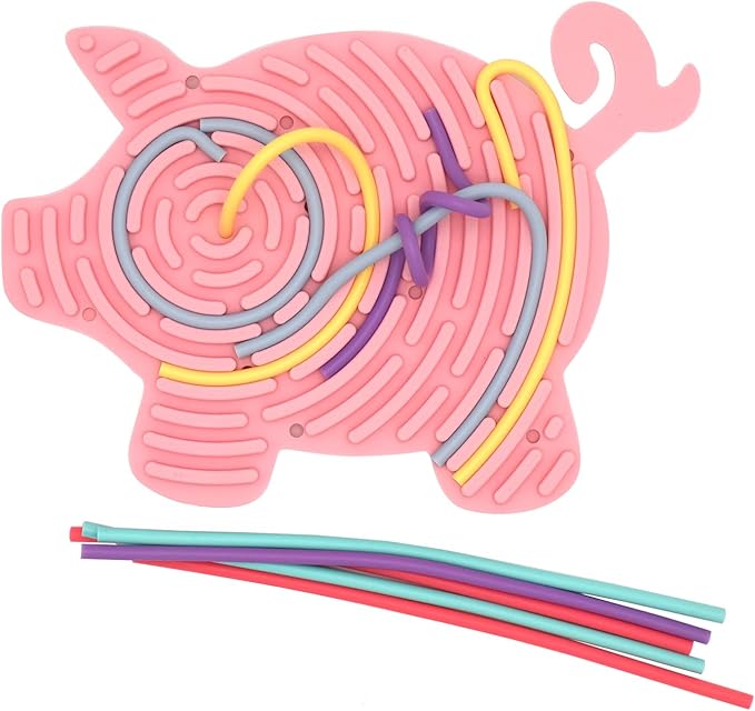 Sensory Activity Board Busy Board for Toddlers with Fine Motor Skills Development,Travel Toy for Kids 3+Years(Pig)