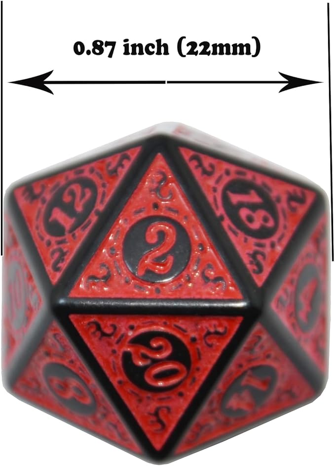 SmartDealsPro 10-Pack Retro 26mm Large 20 Sided Dice D20 Polyhedral Dice for DND RPG MTG Table Game(Retro Red)
