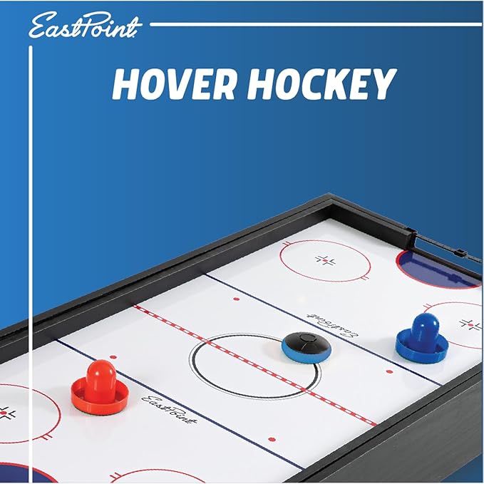 EastPoint 4-in-1 Tabletop Game Set: Play Puck Battle, Air Hockey, Curling, and Shuffleboard - Fun Gift for Friends and Family