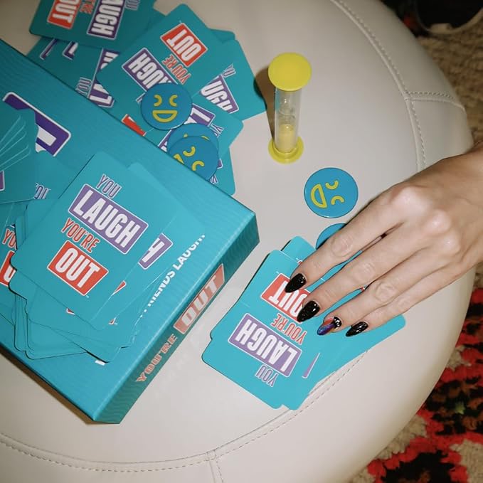 You Laugh You're Out A Party Game with Hilarious Charades Family Card Games for Adults & Kids, 125 Prompt Cards Fun Card Games for Family Game Nights, Graduation Gifts, Gatherings, & Parties Ages 14+