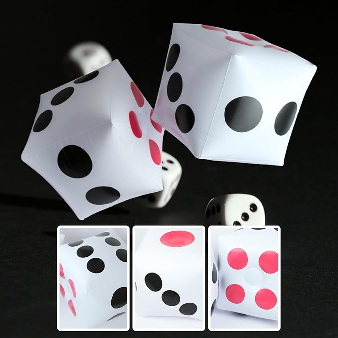 Inflatable Dice 13 Inch Jumbo Novelty Giant Blow up Large Inflatable Big Dice for Party Game Pool Party Board Game Christmas Party New Year eve Party Birthday Party