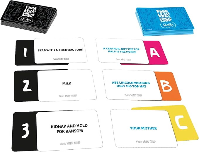 Hasbro Gaming Fork Milk Kidnap Game for Adults Only, an Adult Party Game of Questionable Choices, Ages 17+, for 3 to 10 Players, Hilarious NSFW Card Games