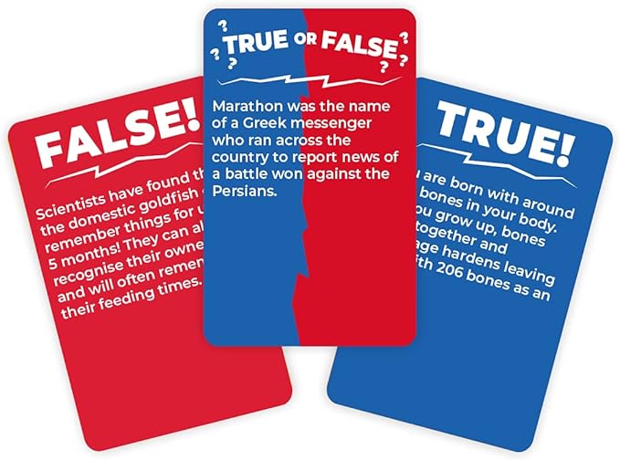 Gift Republic True or False Trivia 100 Question Card Game. Easy Game Play for 2+ Players. Ideal for Parties, Game Nights & Travel. Fun Family & Friends Game