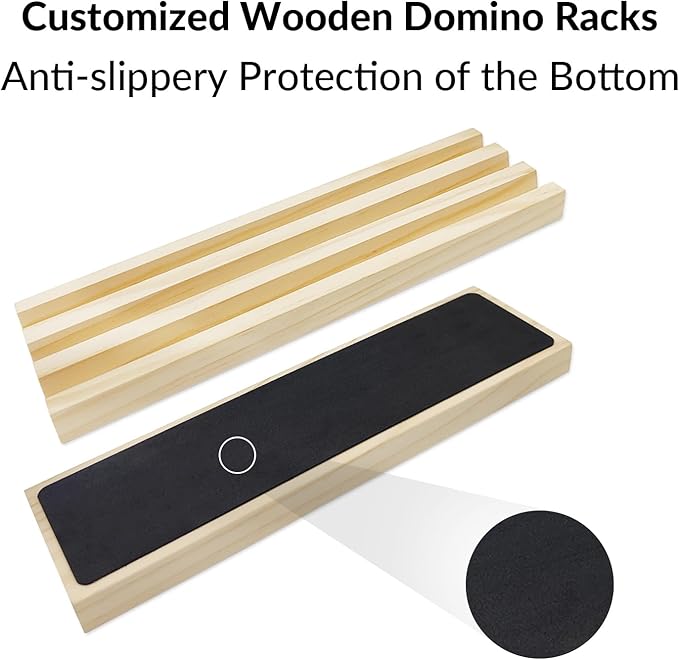 Mexican Train Dominoes Set with Numbers and 4 Wooden Racks, Double 12 Domino Travel Set with Wooden Hub, 91 Colored Domino Tiles Game Set with for Family Game Night