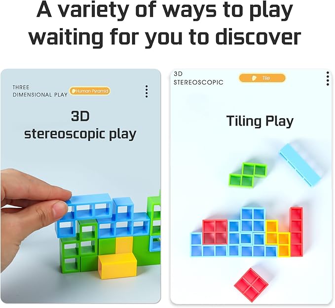 32 Pcs Tetra Tower Balance Stacking Blocks Game, Board Games for 2 Players+ Family Games, Parties, Travel, Kids & Adults Team Building Blocks Toy