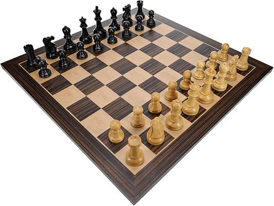 WE Games Bobby Fischer Ultimate Chess Set with Wooden Chess Board - Ebonized & Boxwood Chess Pieces, 3.75 in. King, 20.75 Inch Luxury Chess Set Perfect for Adults & Tournaments