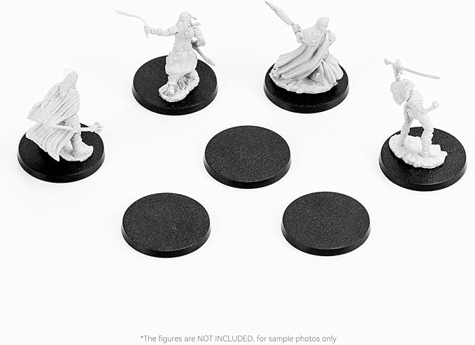 100PCS Miniature Bases+120PCS Adhesive, 32mm or 1.26inch Round Black Plastic Model Bases for Gaming Miniatures Collectible War Table Game or Wargames Board Game