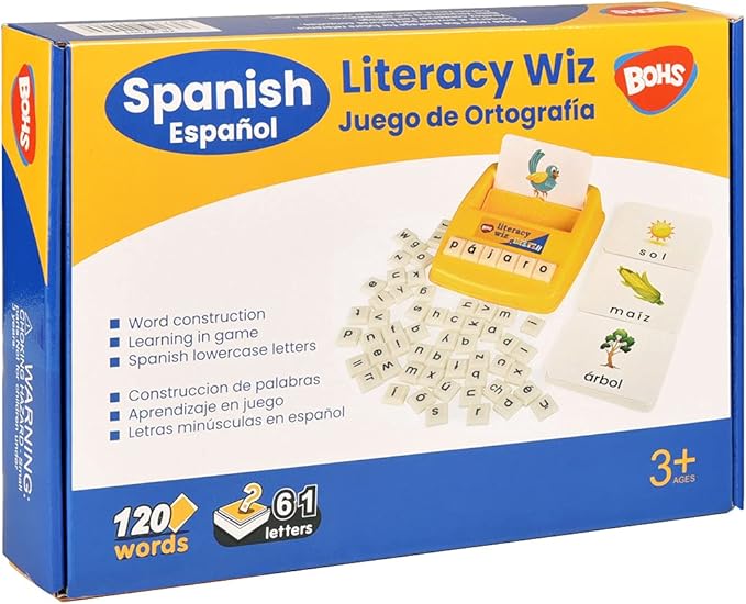 BOHS Spanish Literacy Wiz Fun Game - Espanol Lower Case 60 Flash Cards - Preschool Language Learning Educational Toys-Pack of 6