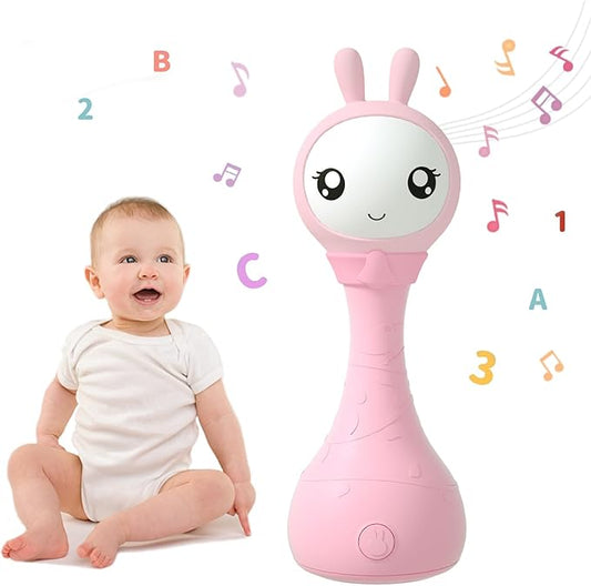 alilo Yoyo Talking Bunny Baby Musical Light-Up Rattle Toys 0-6-12-18 Months, Voice Mimicking Toys, Preloaded 90+ Audio Content, ABC/Number/Notes Learning Toys,Easter Gifts for Baby Infant Newborn